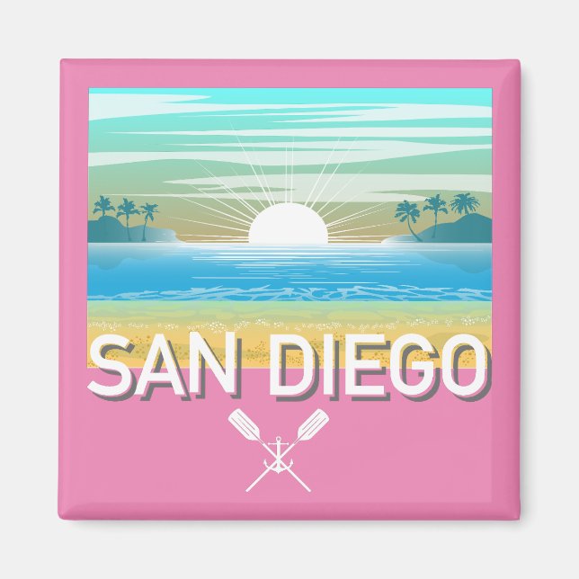 Diseño de San Diego - imán cuadrado (Frente)