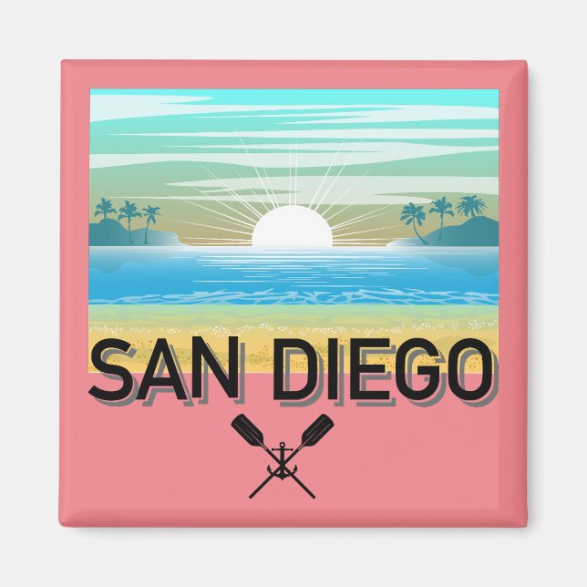 Diseño de San Diego - imán cuadrado (Frente)