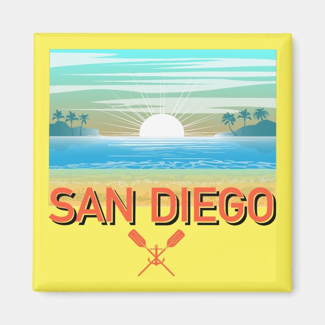 Diseño de San Diego - imán cuadrado (Frente)