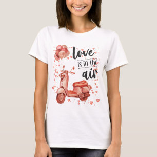 Diseño de San Valentín: moto y globo camiseta