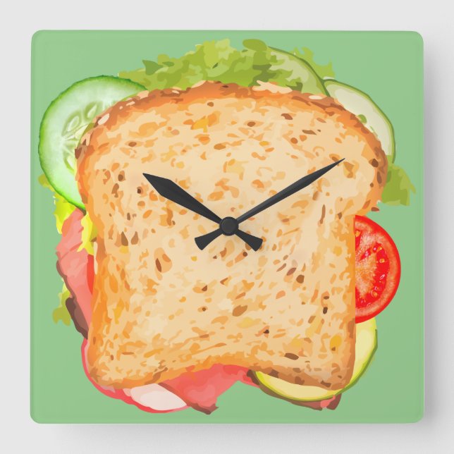 Diseño de sandwich de reloj de pared de cocina (Anverso)