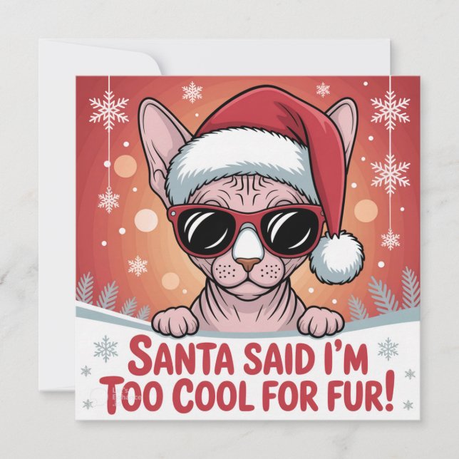 Diseño de Santa Navidad con gato Sphynx genial (Anverso)