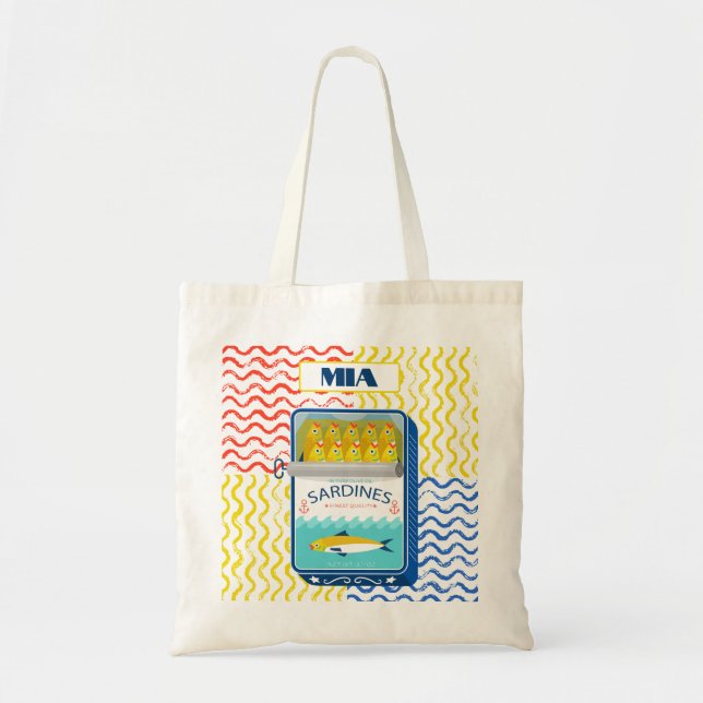 Diseño de sardinas eclécticas de la bolsa de Tote  (Frente)
