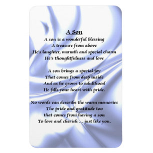 Diseño de seda azul - imán de poema de hijo
