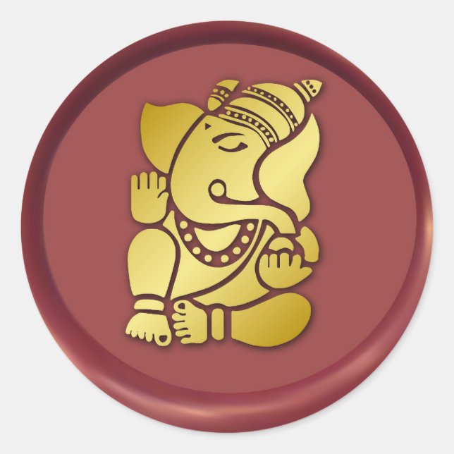 Diseño de sellos de cera de ganesha dorada (Anverso)