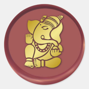 Diseño de sellos de cera de ganesha dorada
