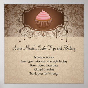 Diseño de Señal de Cupcake de Damasco de Mocha de 