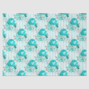 Diseño de serie floral turquesa 3 Papel de tejido