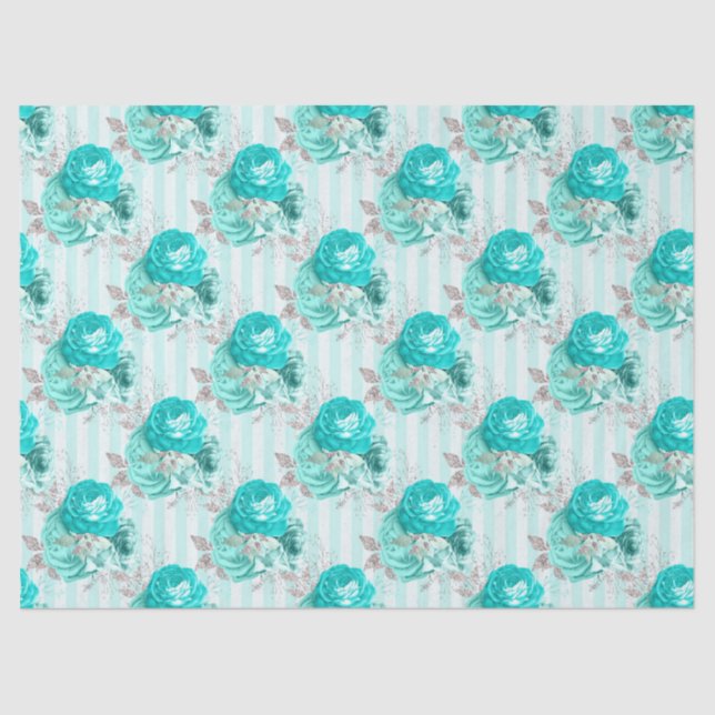 Diseño de serie floral turquesa 3 Papel de tejido (Anverso)