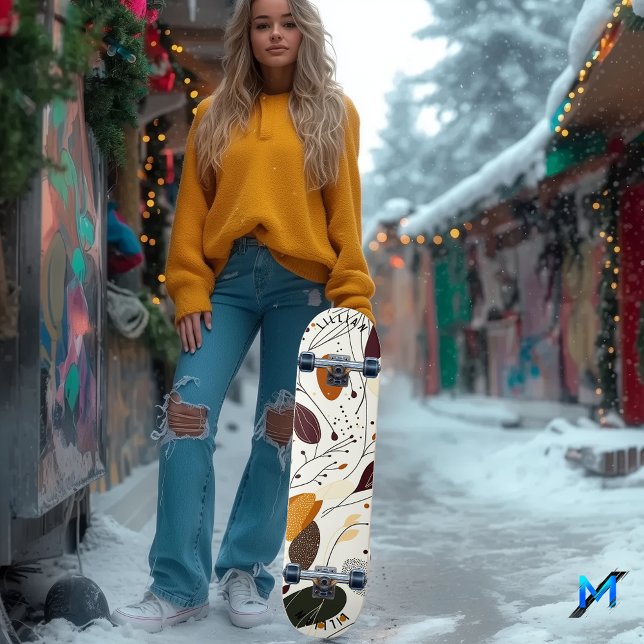 Diseño de skateboard de hojas orgánicas minimalist (Subido por el creador)