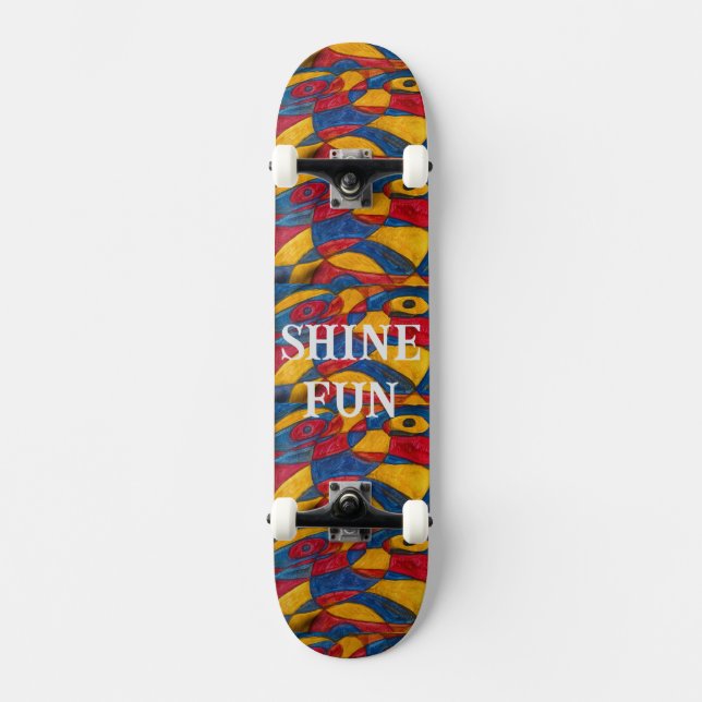 DISEÑO DE SKATEBOARD POR EL ARTISTA PAULA REILLY. (Anverso)