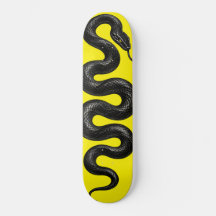 Diseño de skateboard Serpiente Negra Neon Amarillo