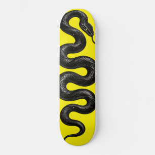 Diseño de skateboard Serpiente Negra Neon Amarillo
