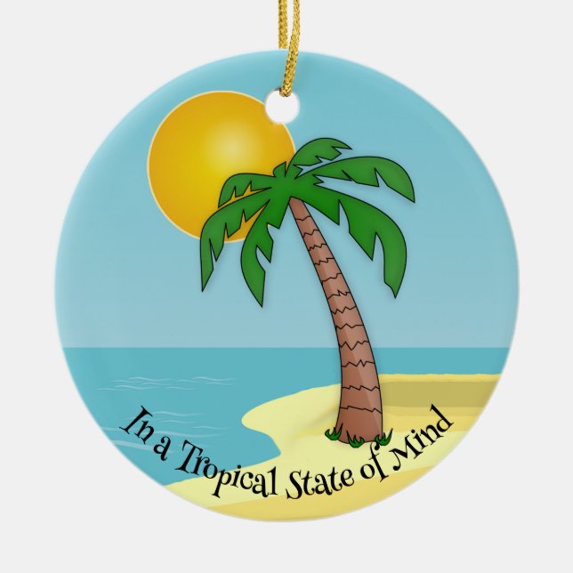 Diseño de Sol Tropical Ornamento cerámico (Frente)