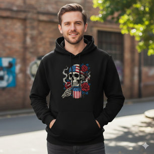 Diseño de sudadera con capucha de cráneo y rosas d