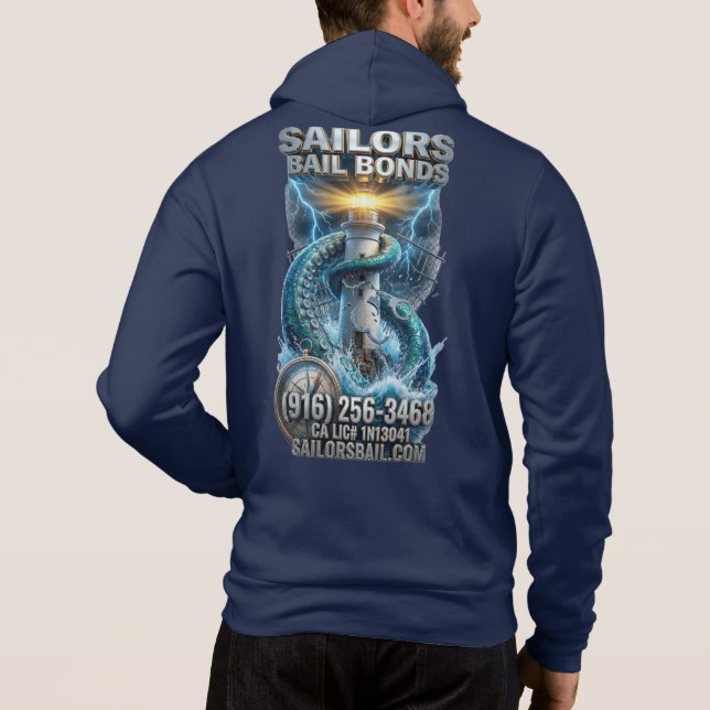 Diseño de sudadera con capucha de faro de pulpo (Reverso)