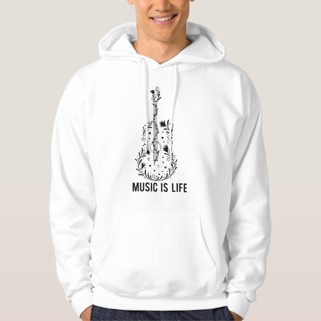 Diseño de sudadera con capucha “La música es vida” (Anverso)
