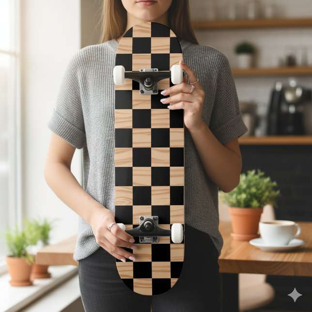 Diseño de tabla de skate con patrón de cuadros aud (Bold Square Checkers Skateboard Deck Pattern Design)
