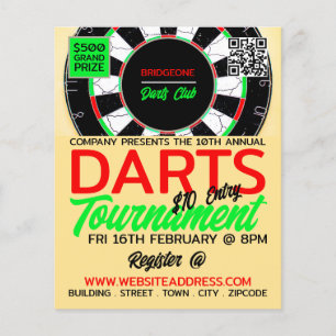 Diseño de tablero, publicidad del Torneo de dardos