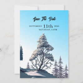 Diseño de tarjeta Boda de pino acuarela de inviern