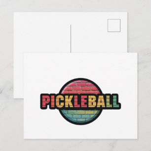 diseño de tarjeta de anuncio de pickleball en blan