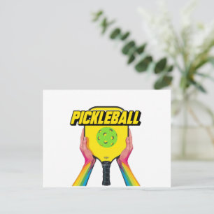 diseño de tarjeta de anuncio de pickleball en blan