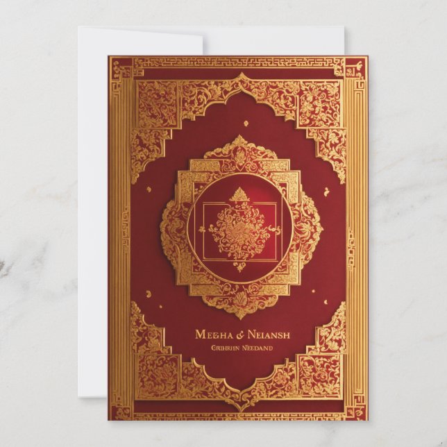 diseño de tarjeta de boda tradicional, grandioso,  (Anverso)