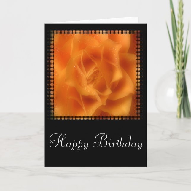 Diseño de tarjeta de cumpleaños con rosas naranjas (Anverso)