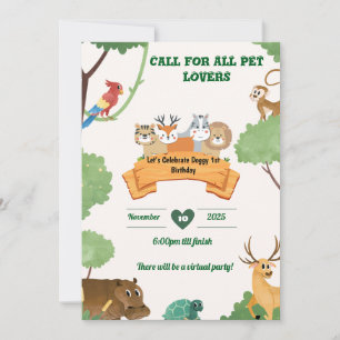 diseño de tarjeta de cumpleaños de animal