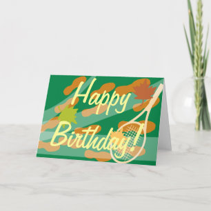 Diseño de tarjeta de cumpleaños de tenis
