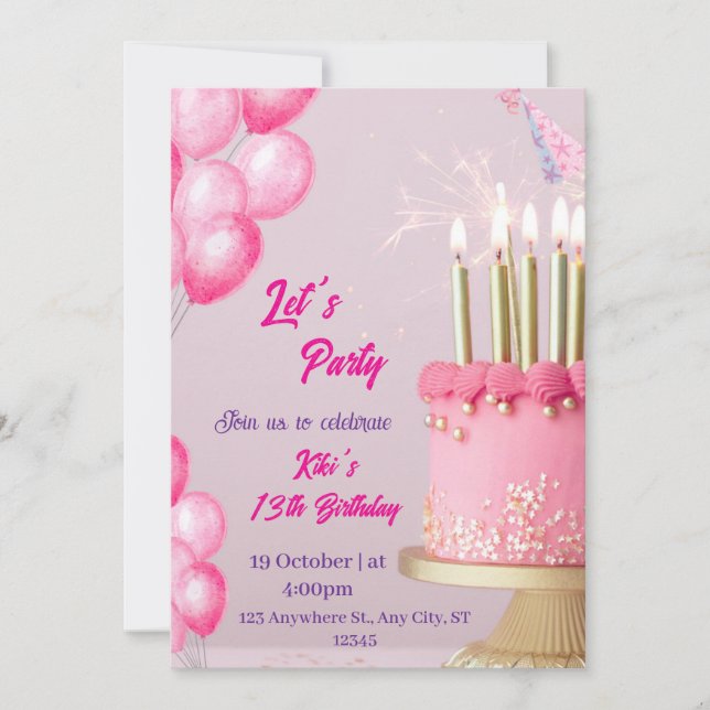 Diseño de tarjeta de felicitación de cumpleaños di (Anverso)