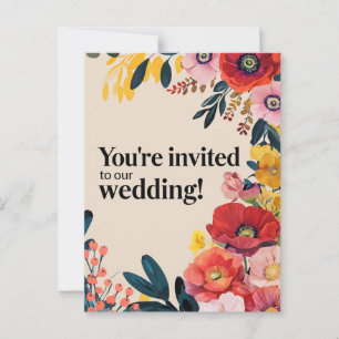 Diseño de tarjeta de invitación a bodas florales v