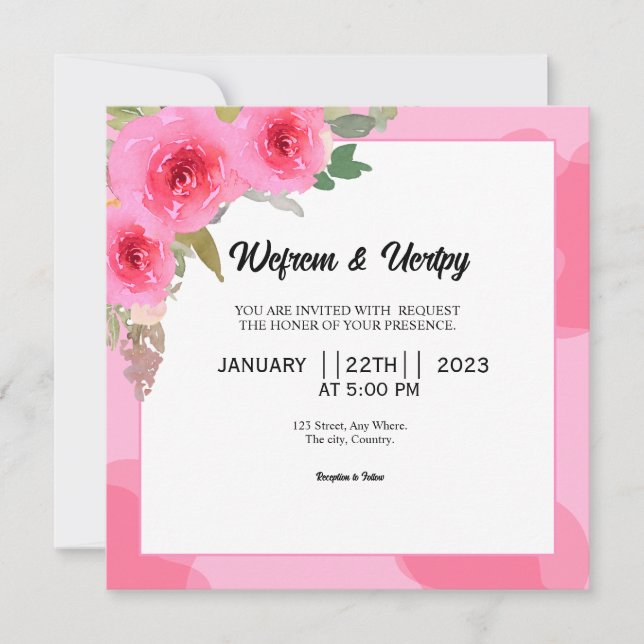 Diseño de tarjeta de invitación cuadrada boda (Anverso)