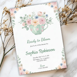 Diseño de tarjeta de invitación de baby shower flo