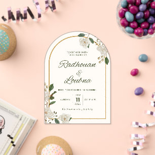 Diseño de tarjeta de invitación de boda floral ele