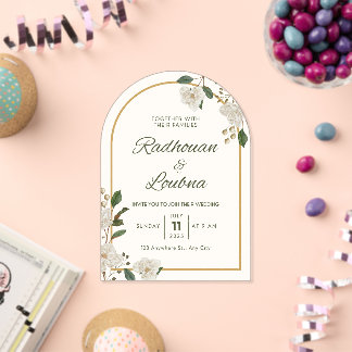 Diseño de tarjeta de invitación de boda floral ele