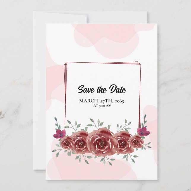 Diseño de tarjeta de invitación para boda cuadrada (Reverso)