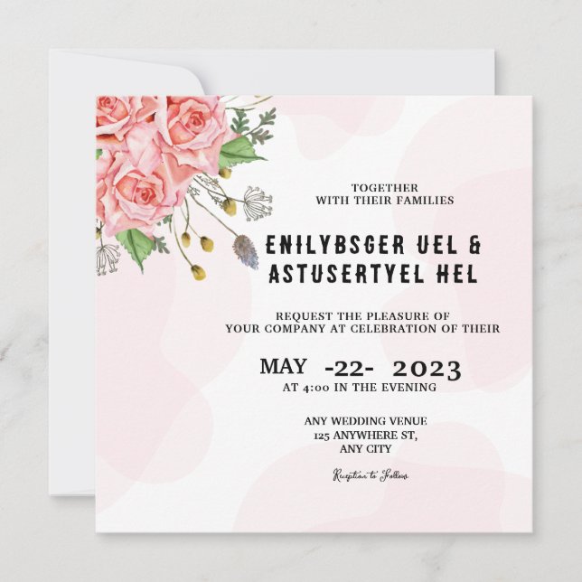 Diseño de tarjeta de invitación para boda de invie (Anverso)