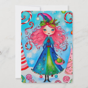 diseño de tarjeta de Navidad Bruja de Navidad 1