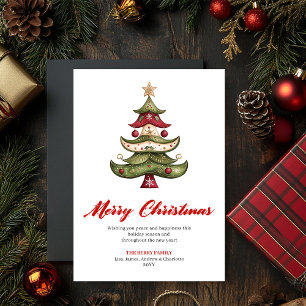 Diseño de Tarjeta de Navidad con Árbol Artístico C