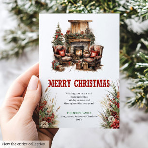 diseño de tarjeta de Navidad de vaquero verde rojo