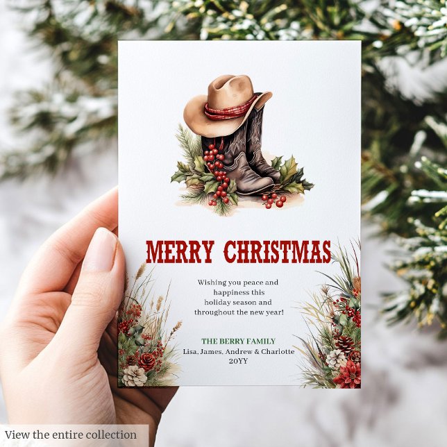 Diseño de tarjeta de Navidad editable del Salvaje  (Editable Wild West Christmas greeting card design

)