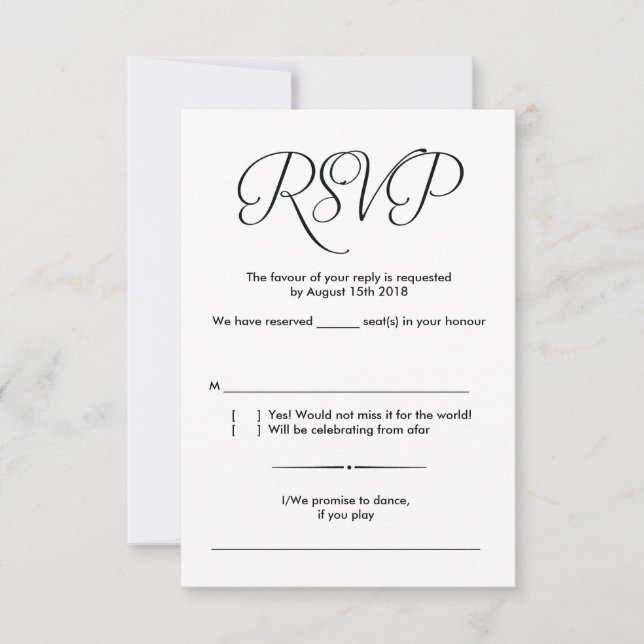 diseño de tarjeta de RSVP de boda rústica moderna  (Anverso)