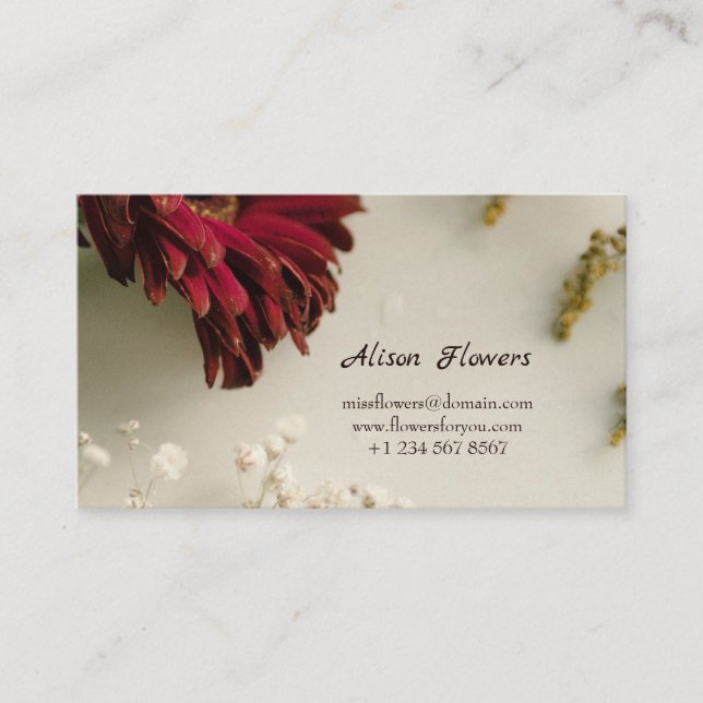 Diseño de tarjeta de visita florida con flores (Anverso)