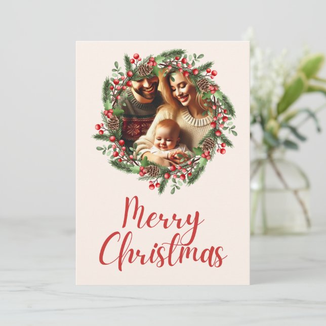 Diseño de tarjeta fotográfica de la familia Wreath (Anverso de pie)