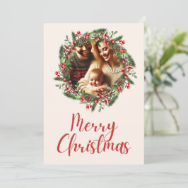 Diseño de tarjeta fotográfica de la familia Wreath