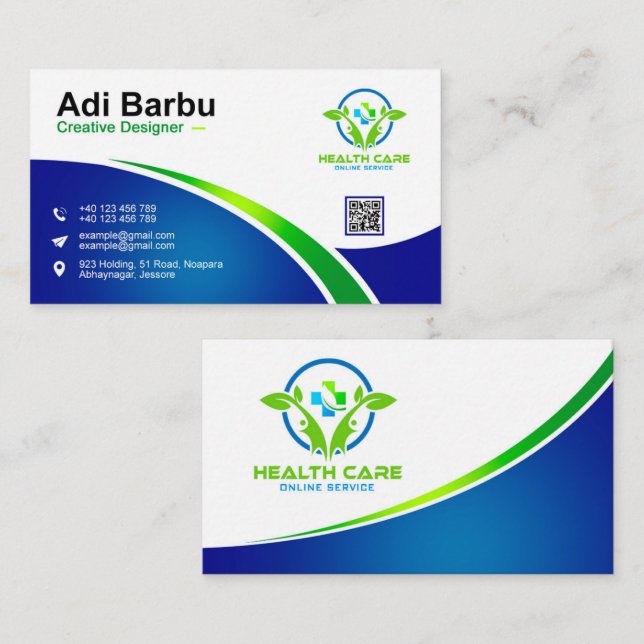 Diseño de tarjeta profesional de atención médica  (Anverso / Reverso)