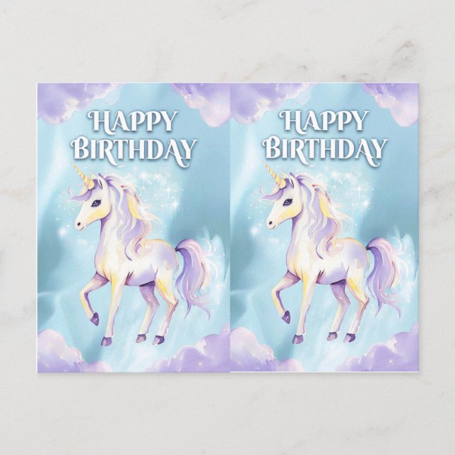 Diseño de tarjetas de cumpleaños Unicornio de colo (Anverso)