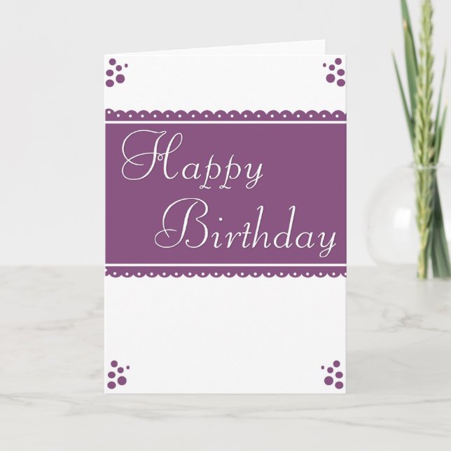 Diseño de tarjetas de cumpleaños White/Purple Happ (Anverso)