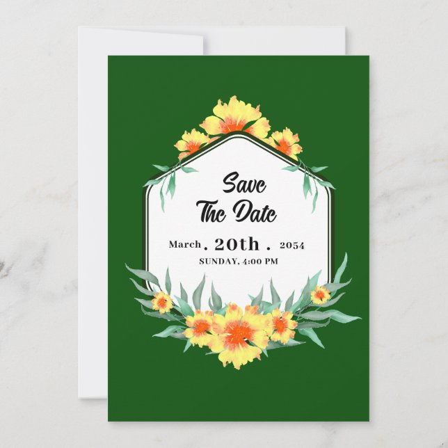 Diseño de tarjetas de invitaciones a bodas florale (Reverso)